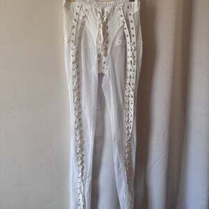 My Boo Laced Up Sheer White Leggings –